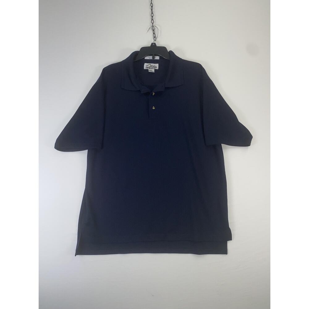 Tri-Mountain Polo Shirt Mens XL Blue 100% Polyester Short Sleeve Solid Casual